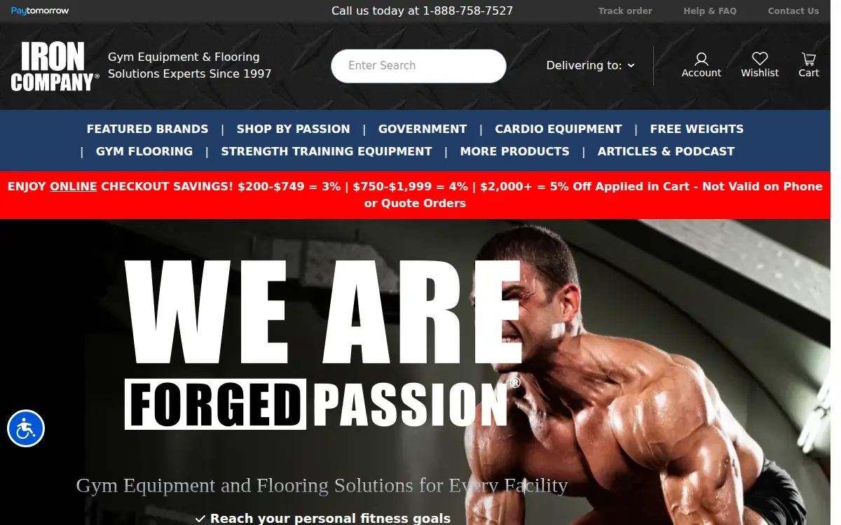 Homepage of Ironcompany.com, LLC