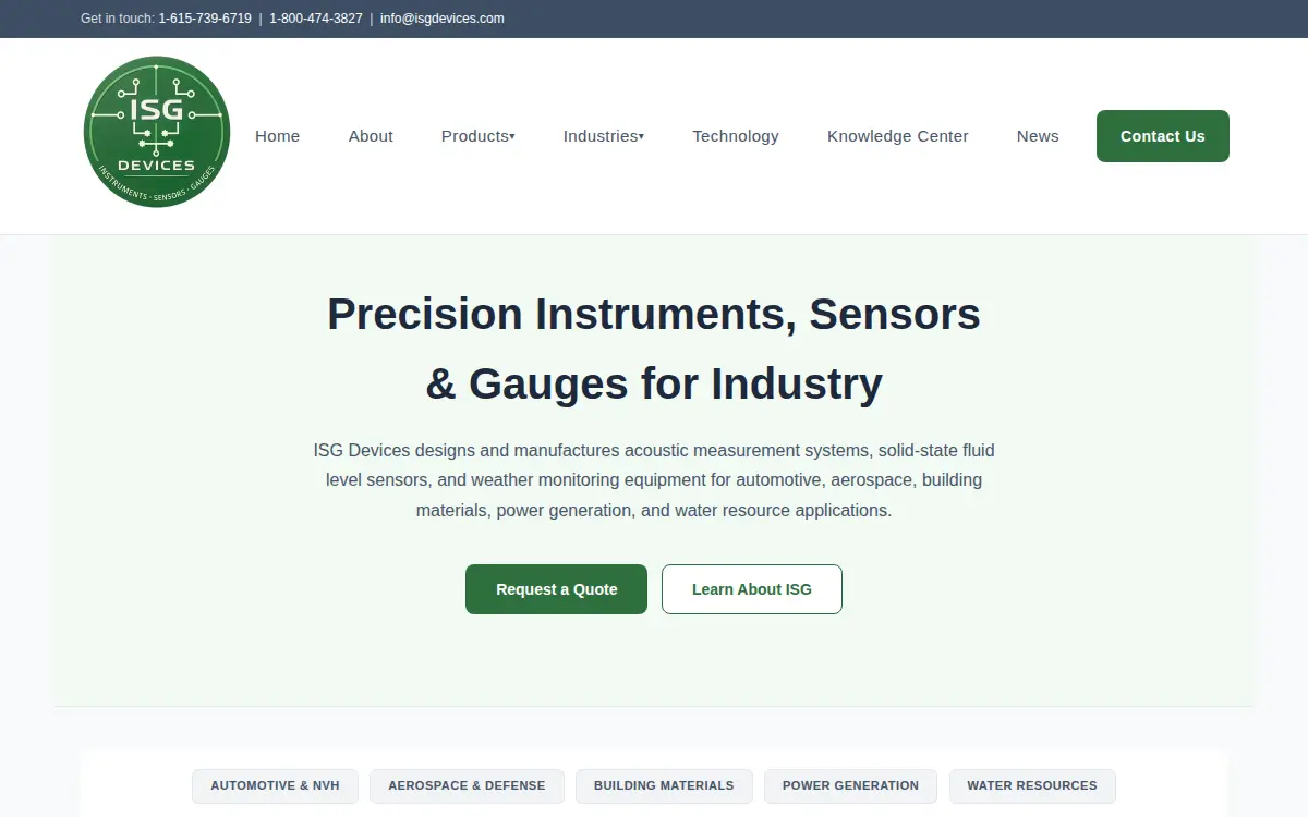 Homepage of Isg Devices LLC