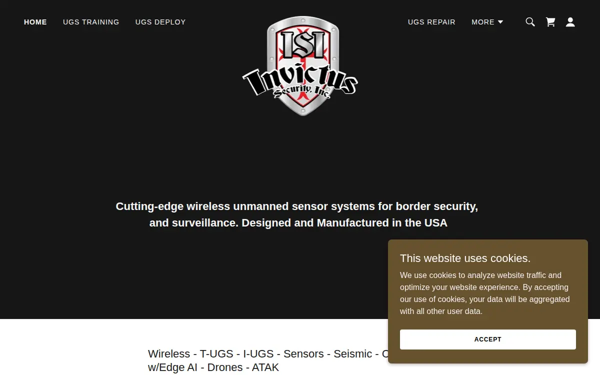 Homepage of Invictus Security INC.