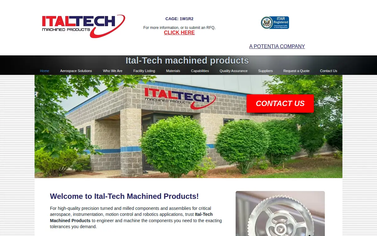 Homepage of Ital-tech Machined Products, LLC