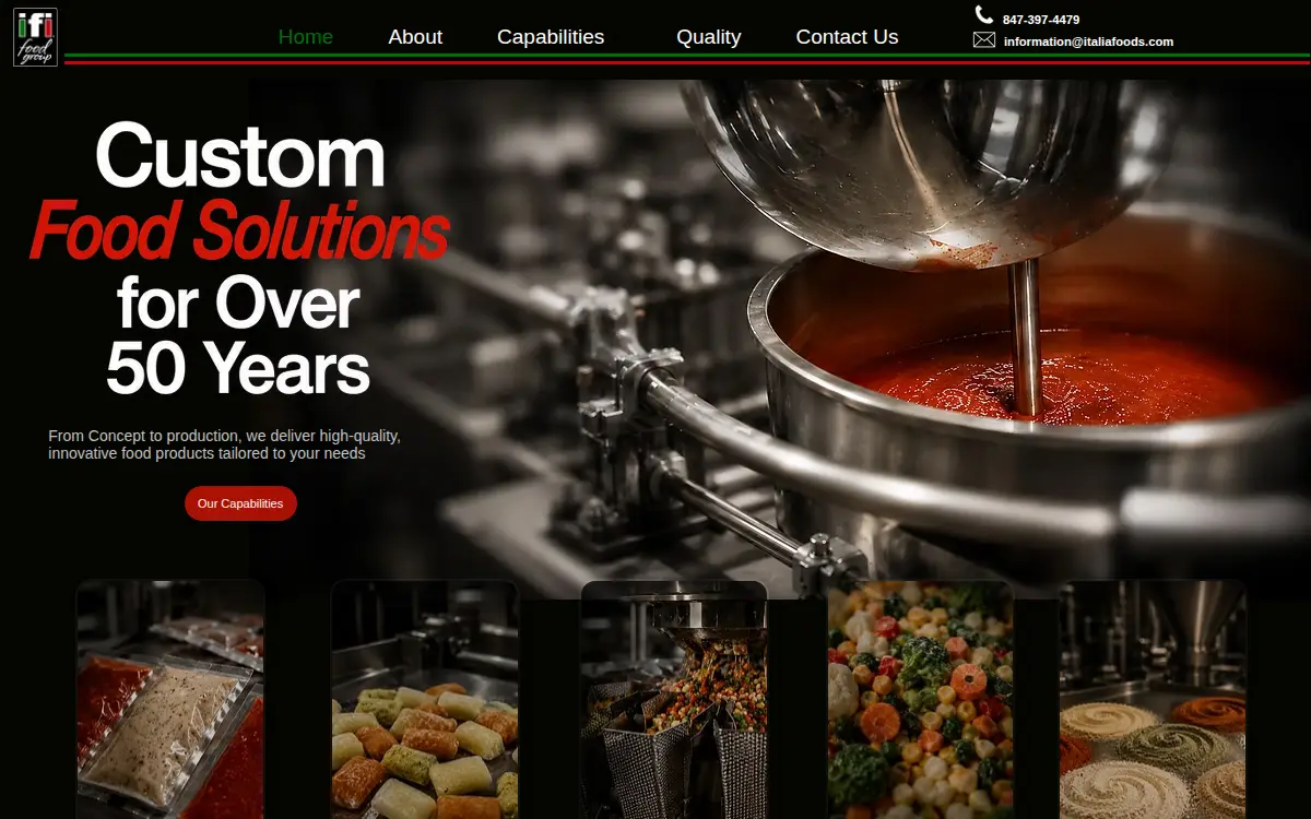 Homepage of Italia Foods INC.