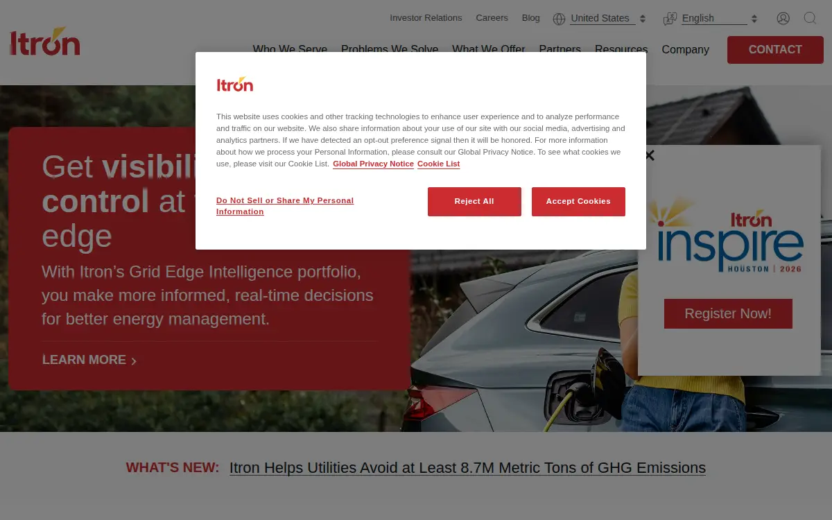Homepage of Itron INC