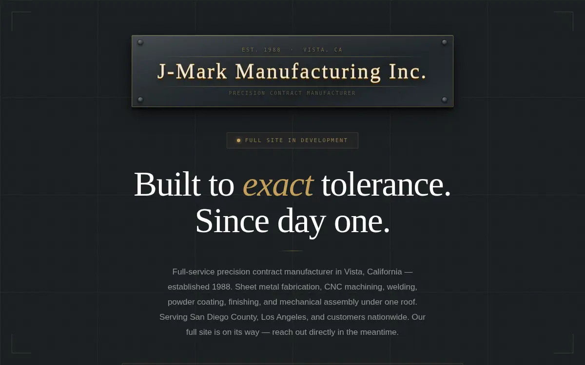 Homepage of J-mark Manufacturing, INC