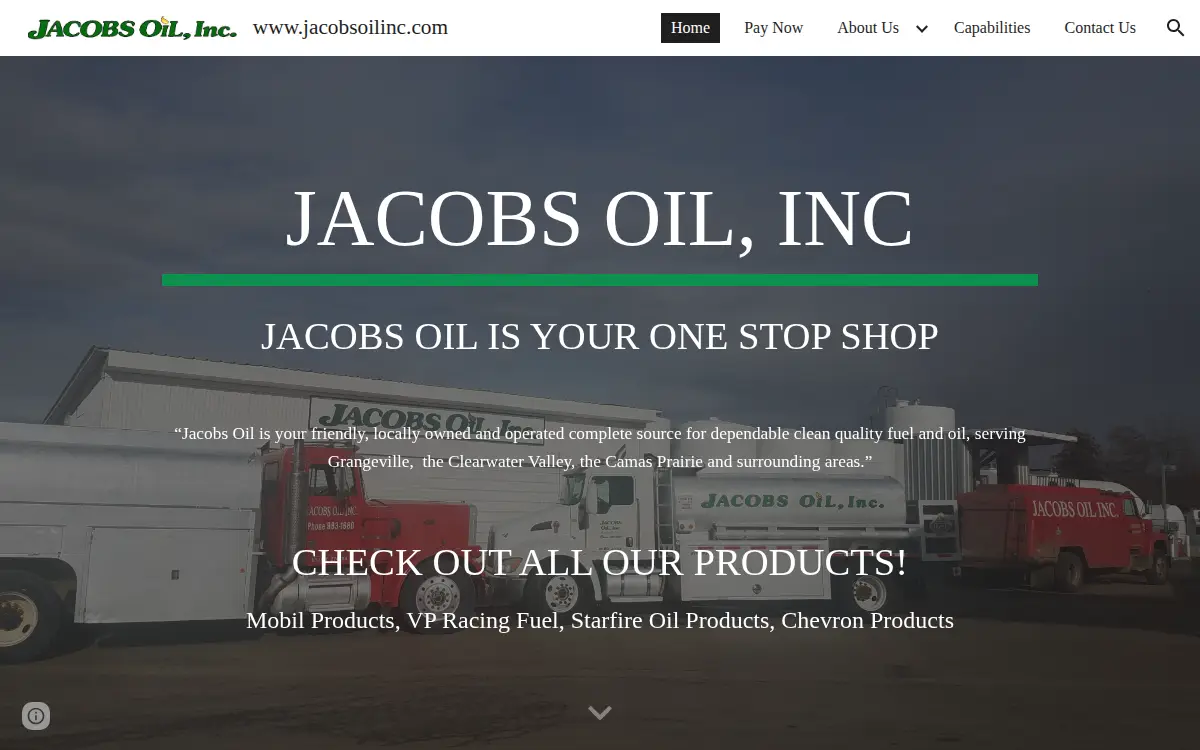 Homepage of Jacobs Oil, INC