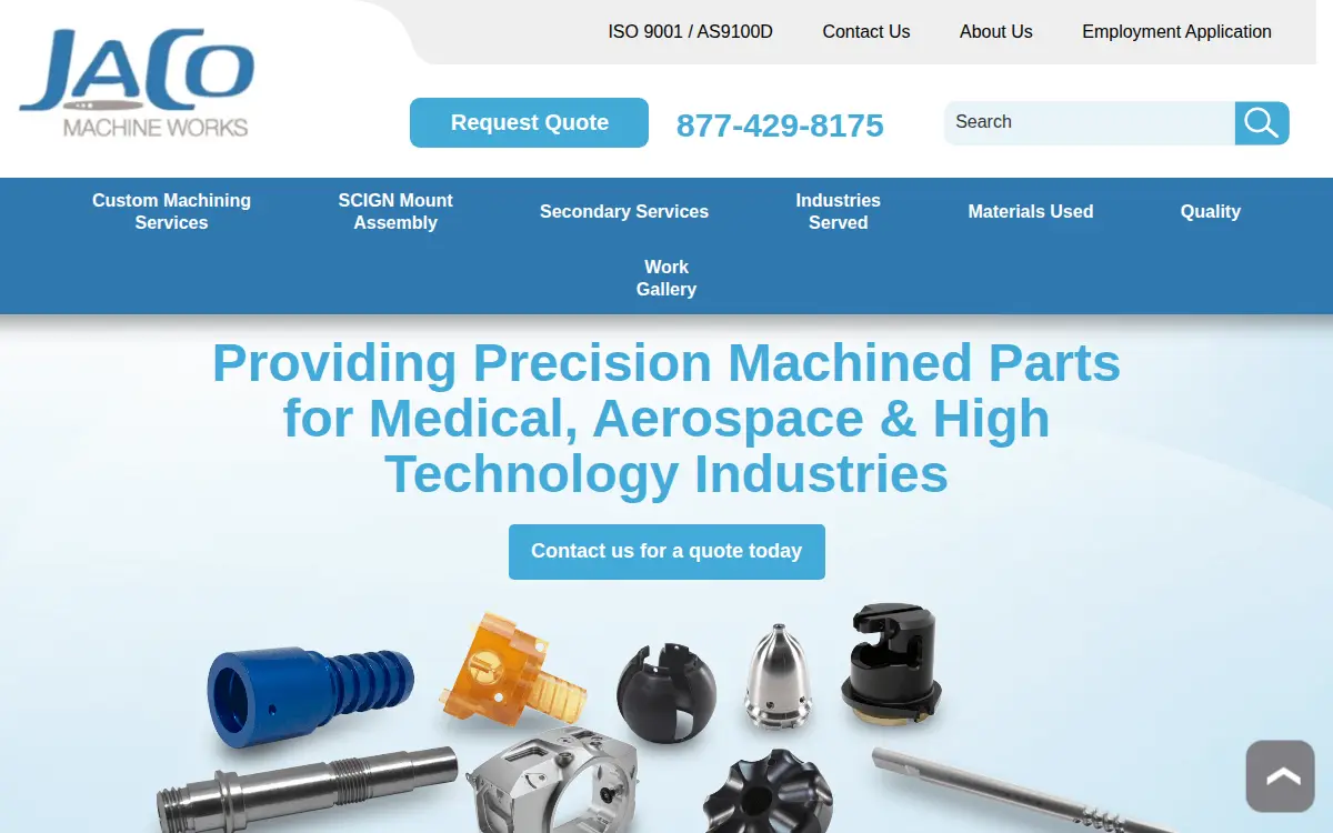 Homepage of J A-co Machine Works, LLC