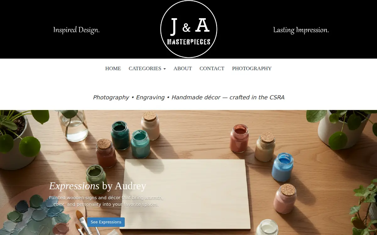 Homepage of J & a Masterpieces LLC