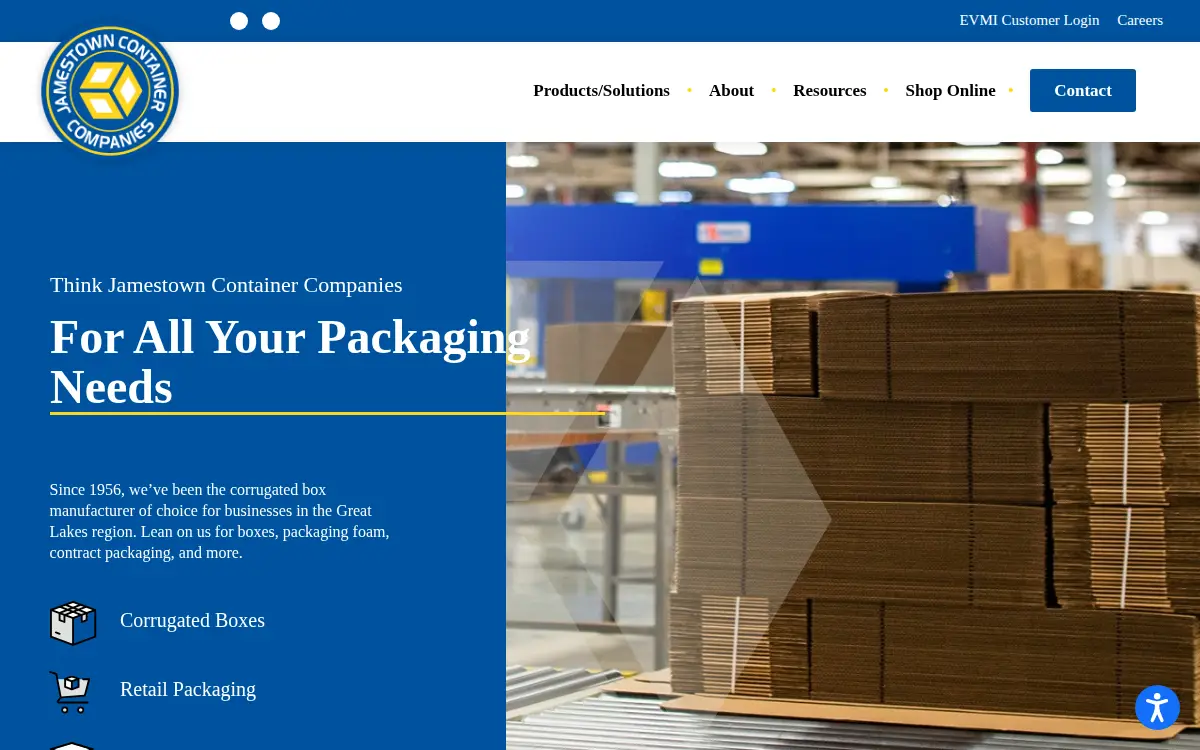Homepage of Jamestown Container CORP