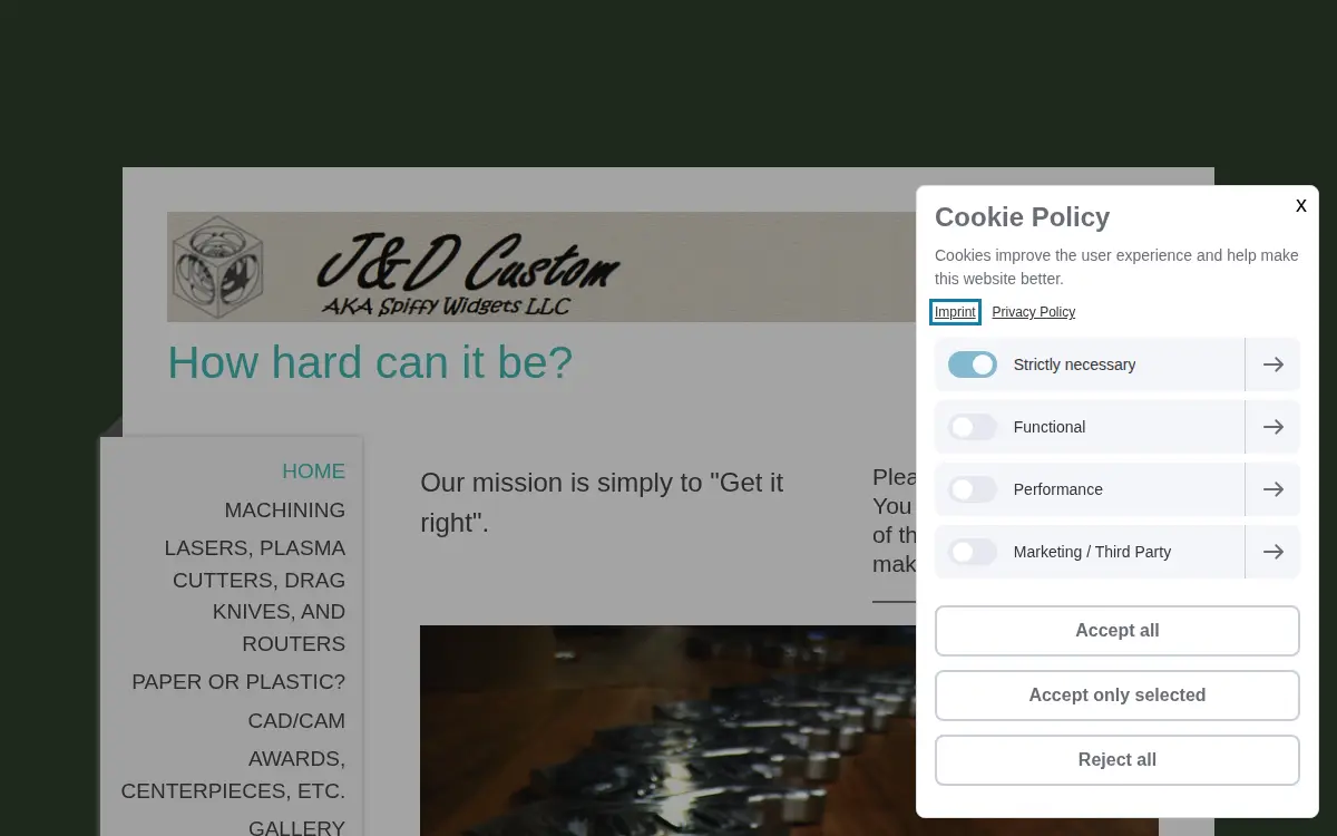 Homepage of Spiffy Widgets LLC