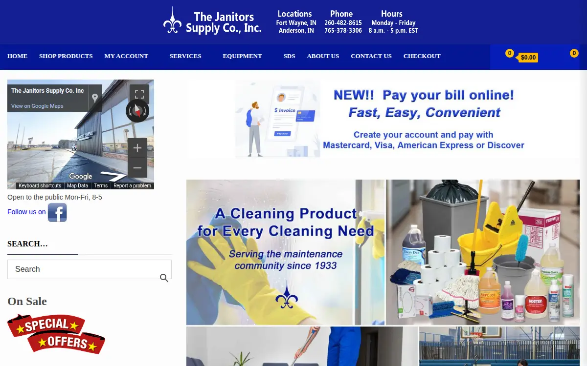 Homepage of The Janitors Supply Company, INC.