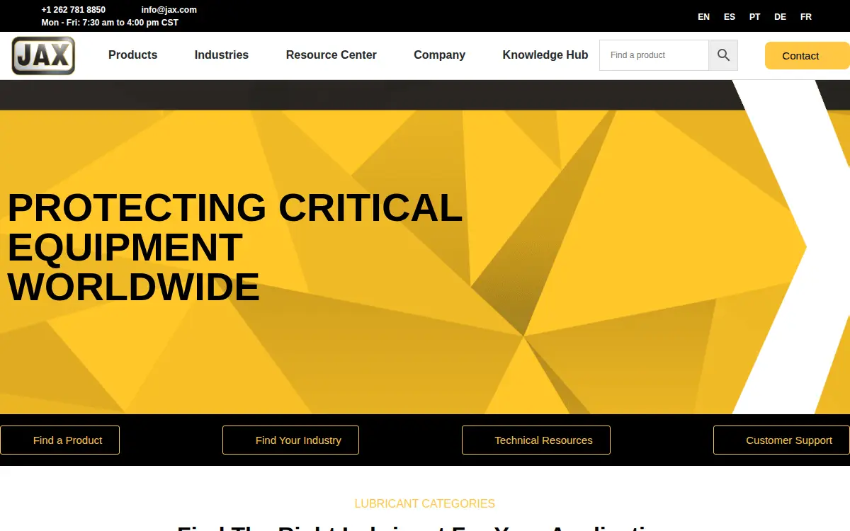 Homepage of Jax INC