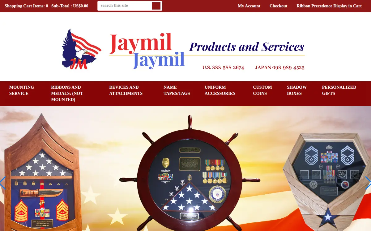 Homepage of Jaymil Products and Services, LLC