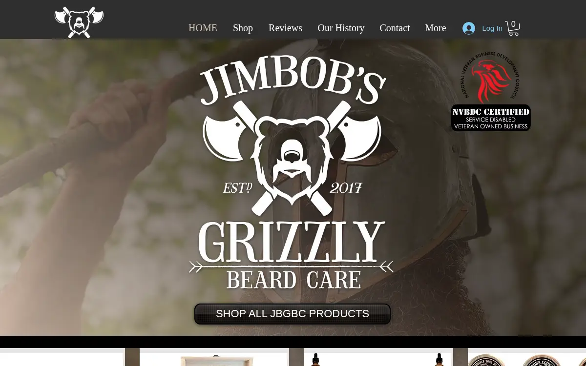 Homepage of Jimbob's Grizzly Beard Care LLC