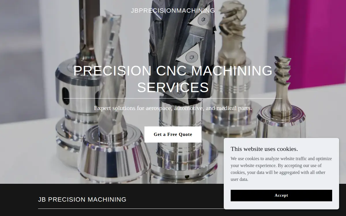 Homepage of Jb Precision Machining, INC.