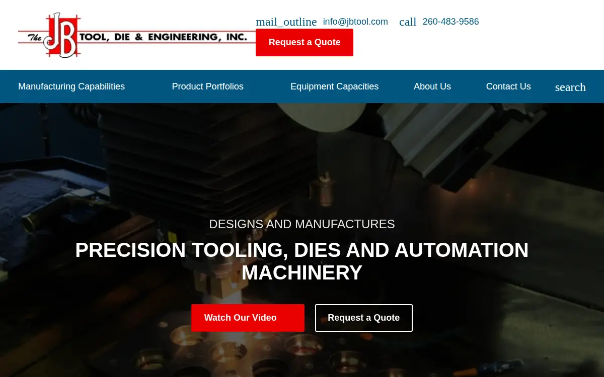 Homepage of J B Tool Die & Engineering CO INC