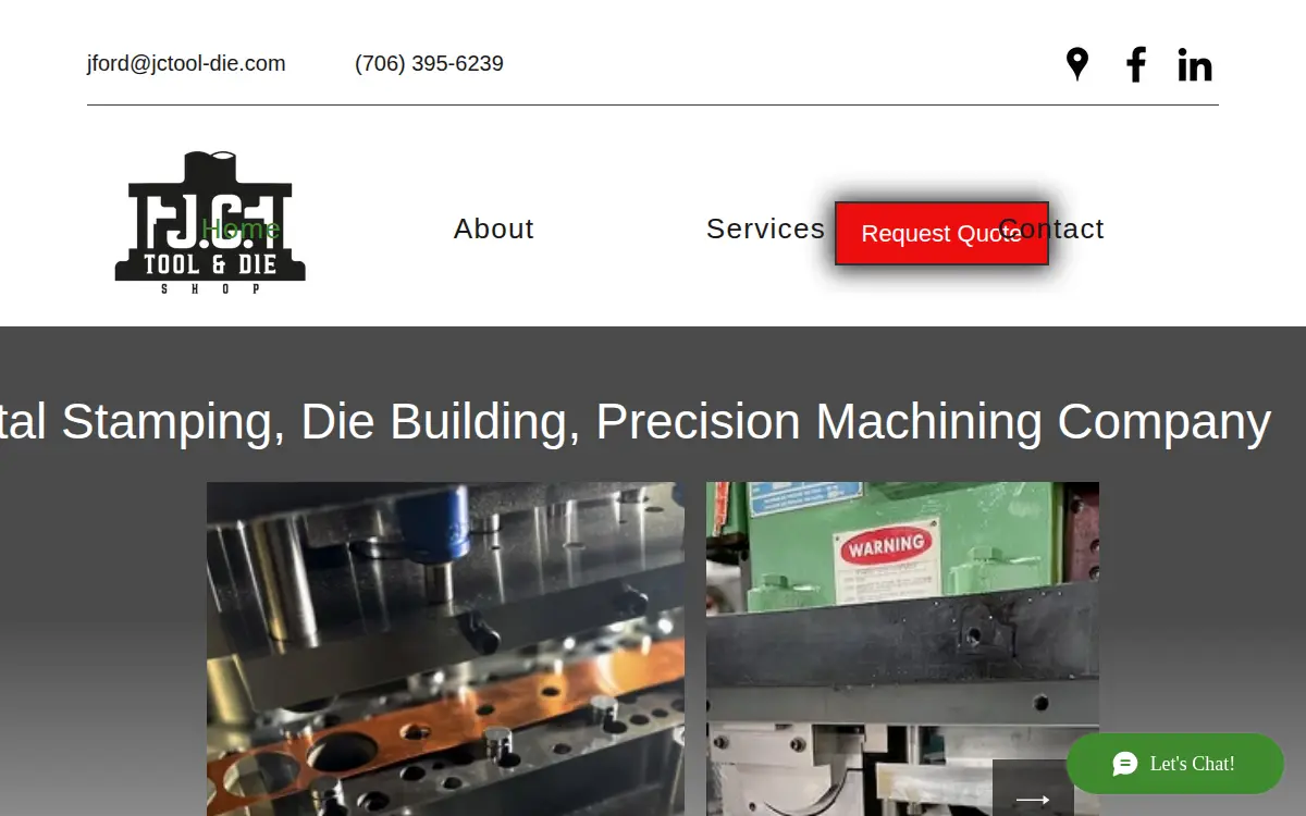 Homepage of Jc Tool & Die, LLC