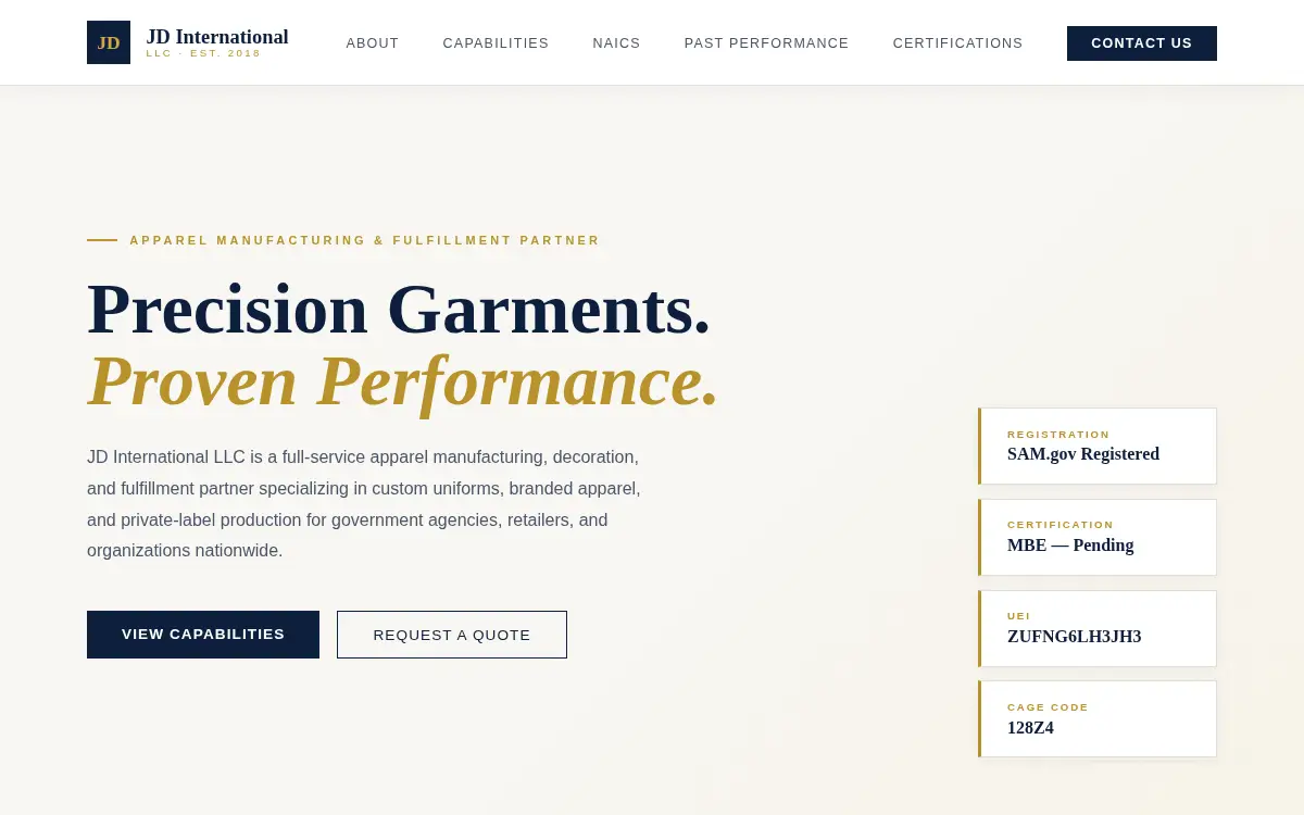 Homepage of Jd International LLC