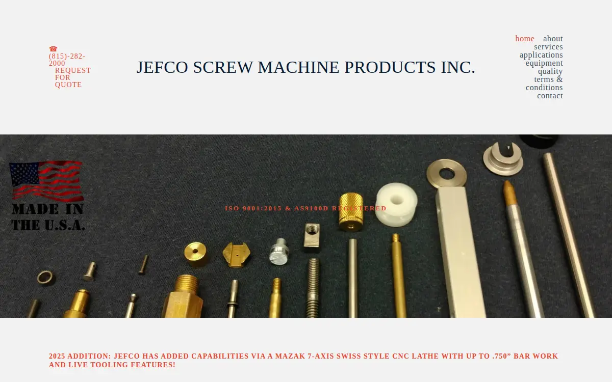 Homepage of Jefco Screw Machine Products INC