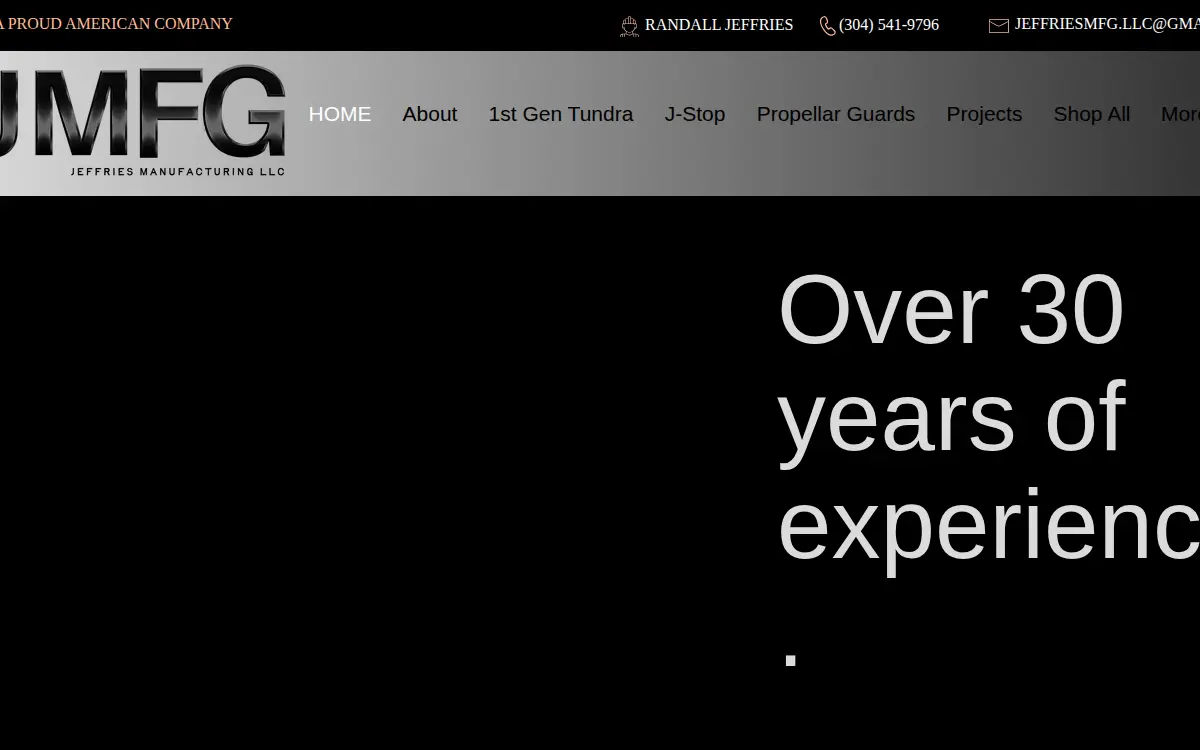 Homepage of Jeffries Manufacturing LLC