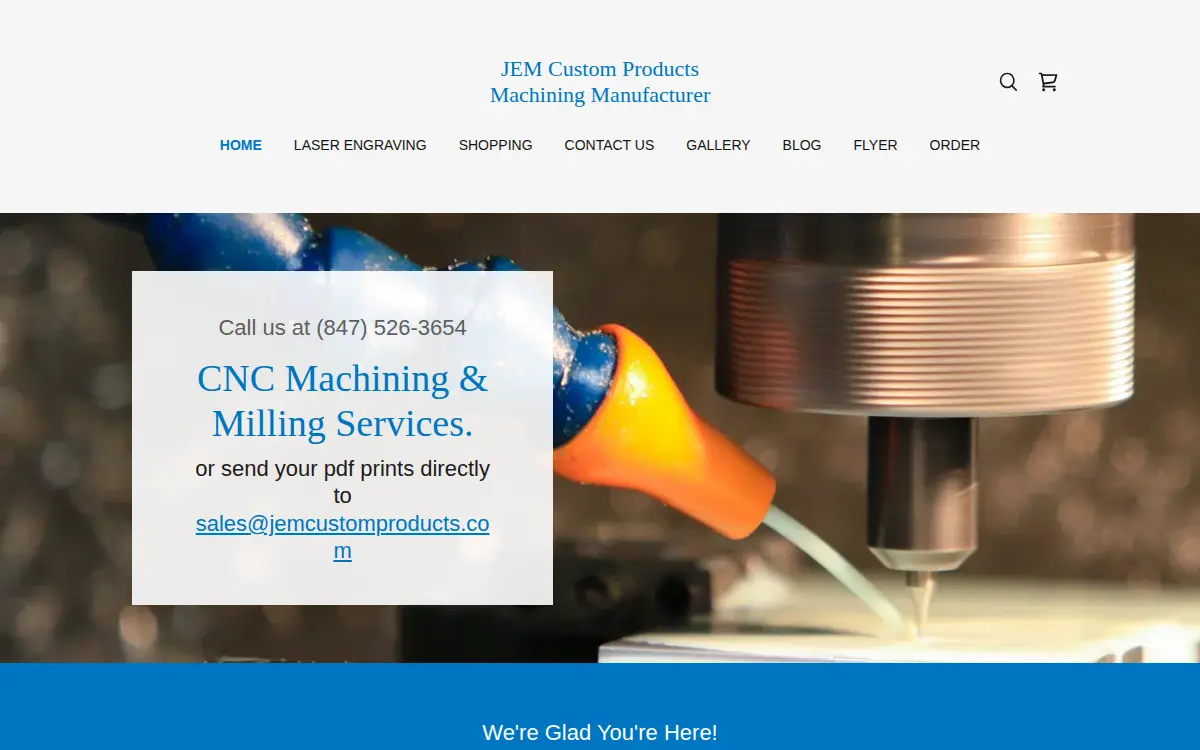 Homepage of Jem Custom Products, INC