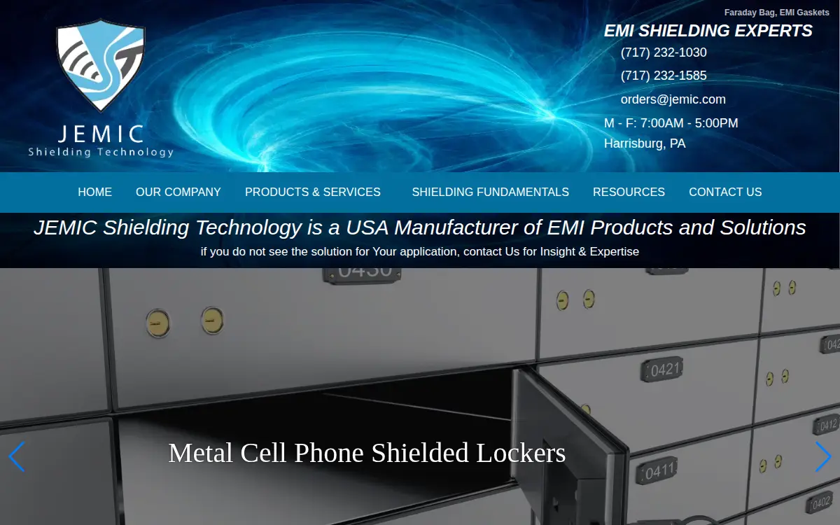 Homepage of Jemic Shielding Technology, CO.