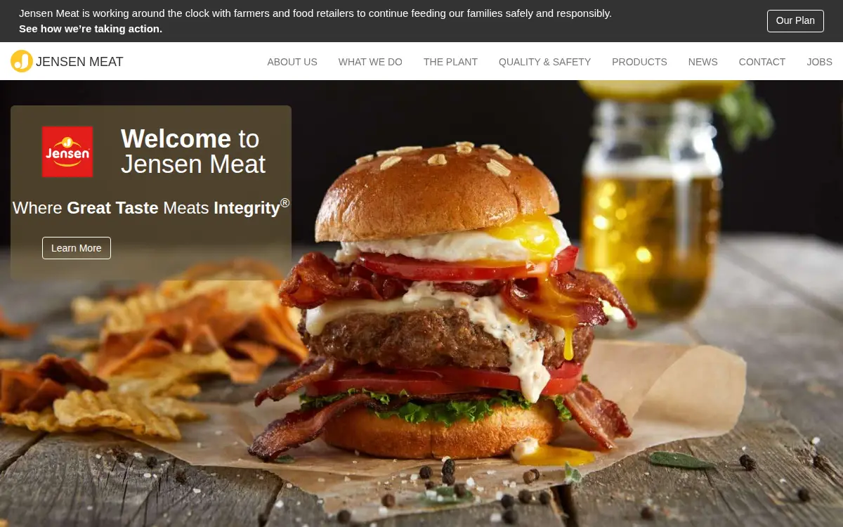 Homepage of Jensen Meat Company, INC.