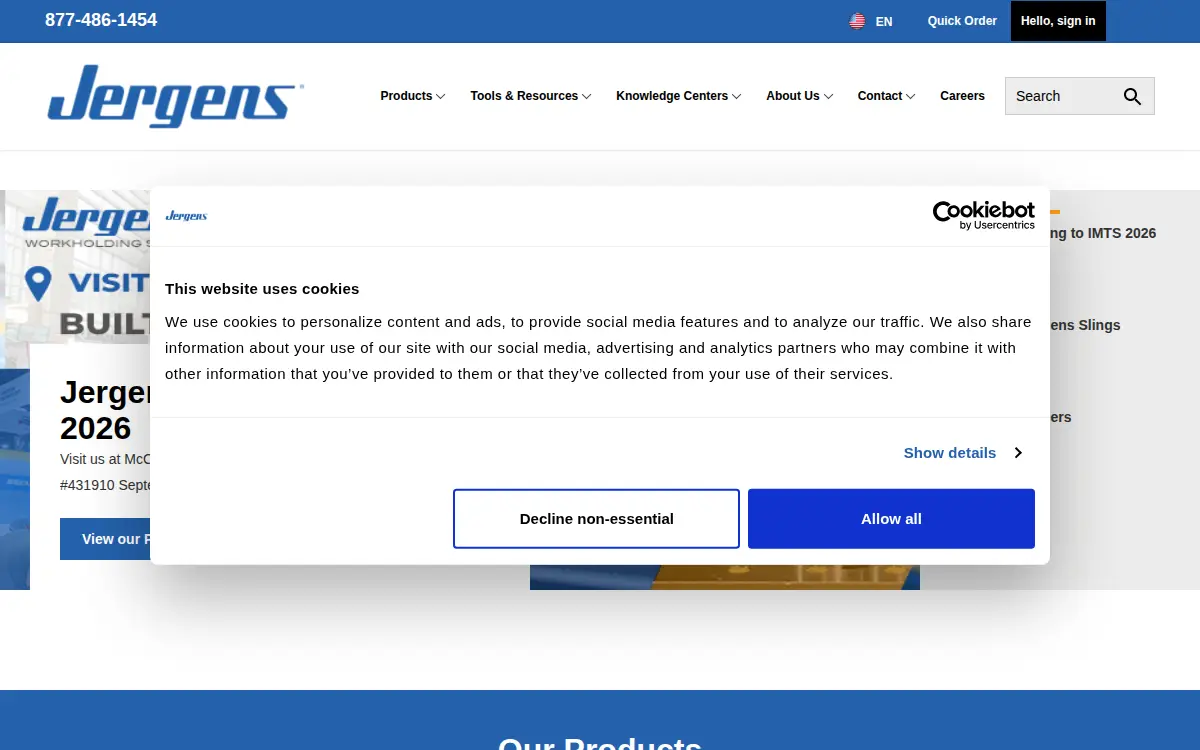 Homepage of Jergens INC