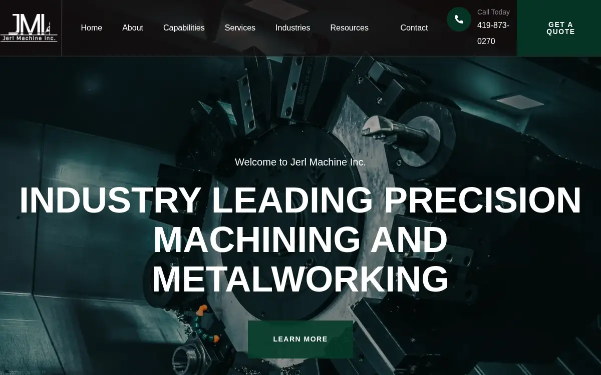 Homepage of Jerl Machine INC
