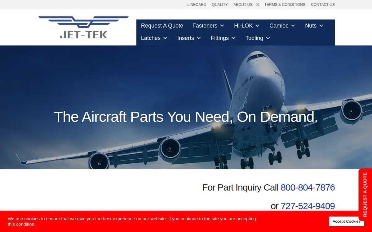 Homepage of Jet-tek, LLC