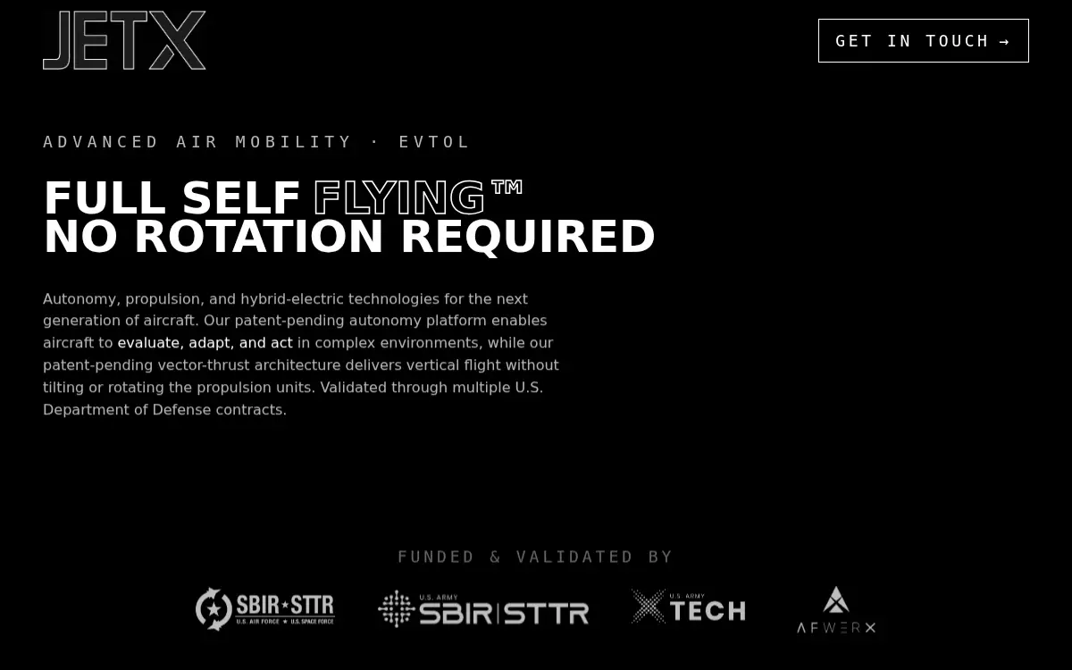 Homepage of Jetx LLC