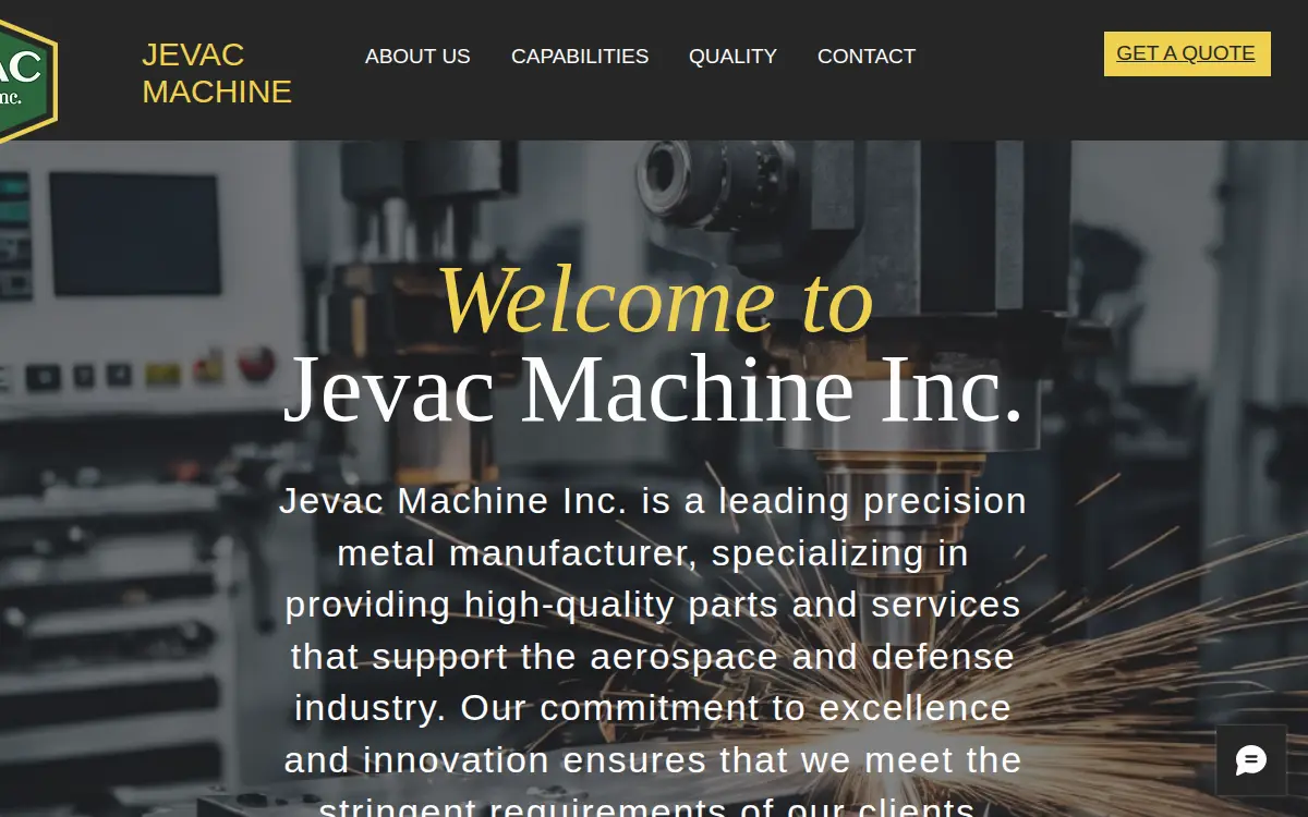Homepage of J'evac Machine, INC.