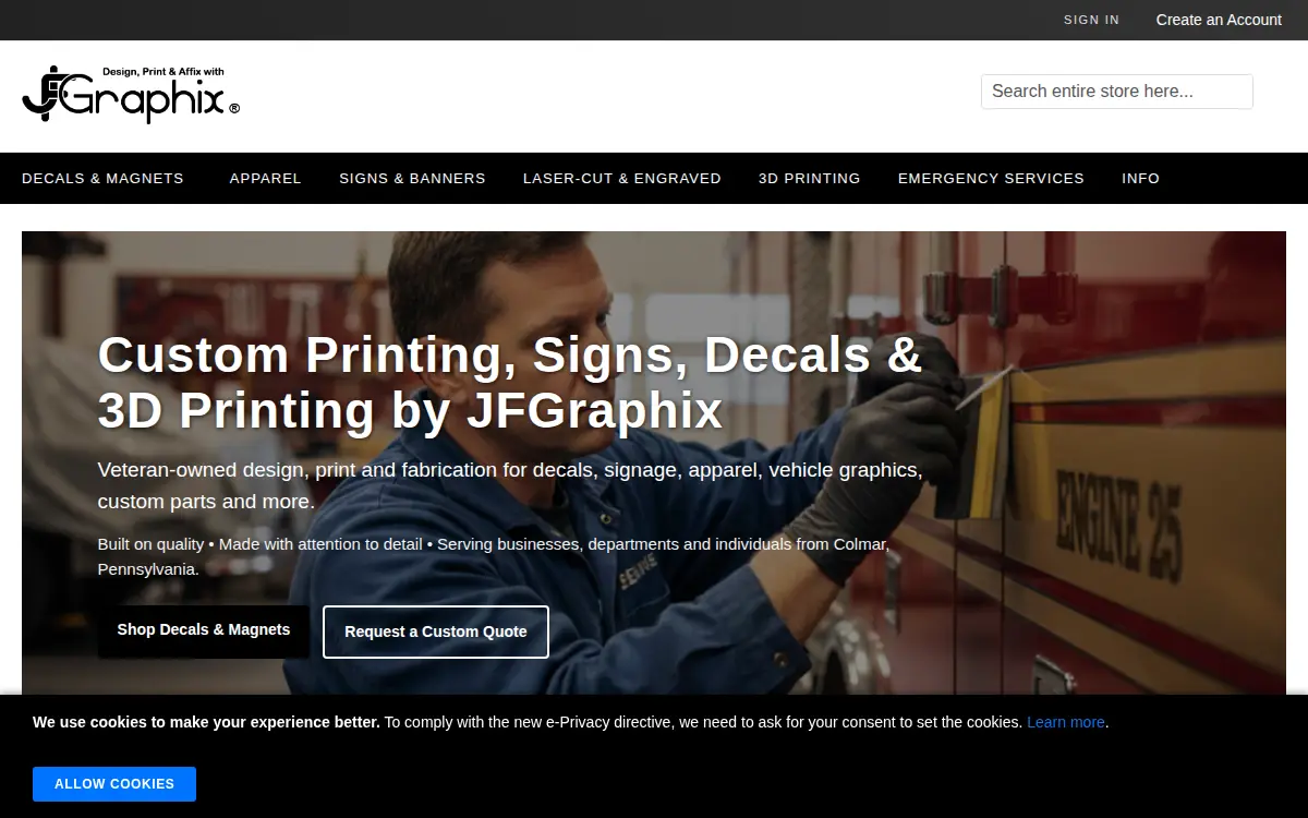 Homepage of Jfgraphix LLC