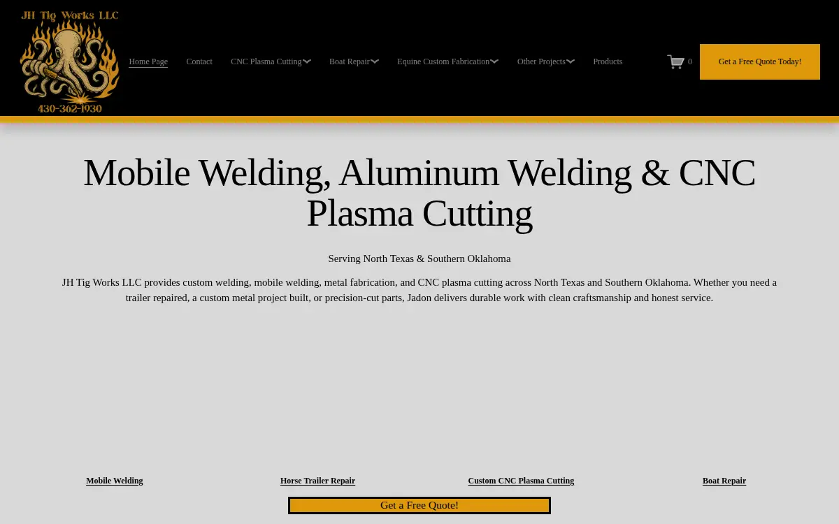 Homepage of Jh Tig Works LLC