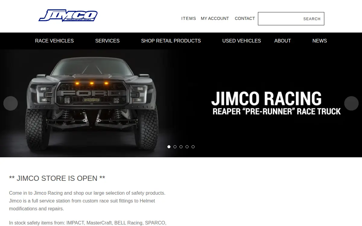 Homepage of Jimco Racing, INC