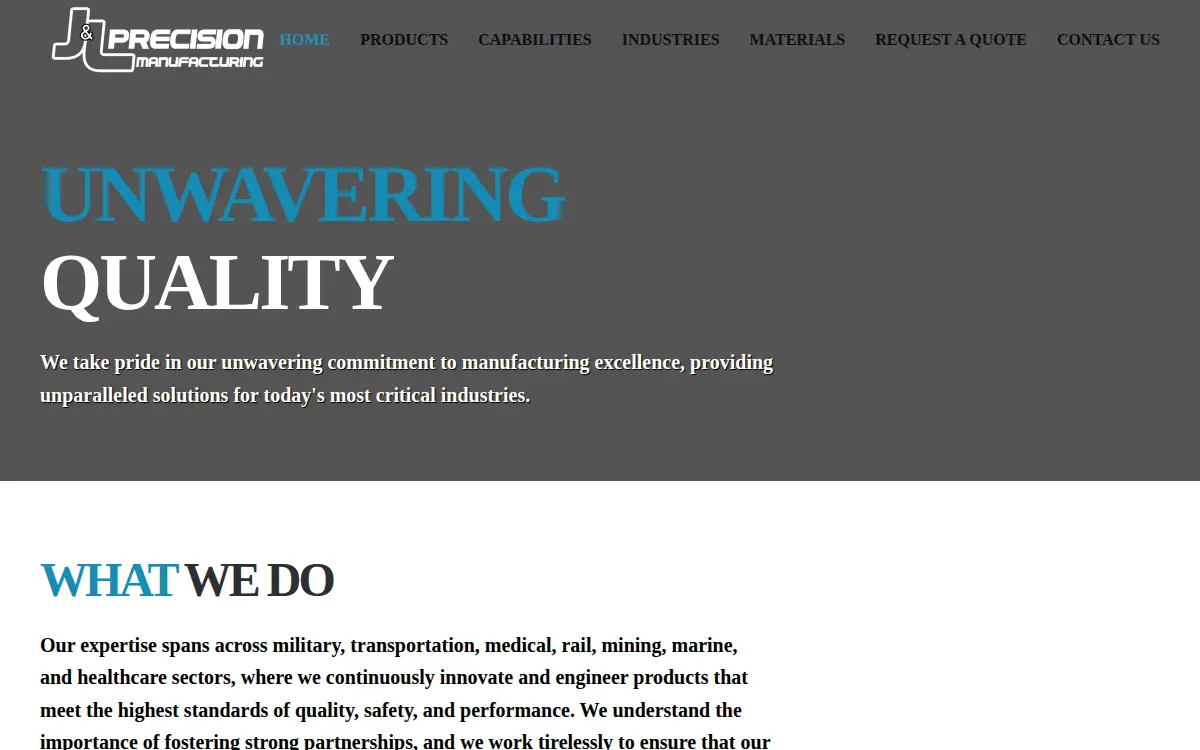 Homepage of J & L Precision Manufacturing LLC