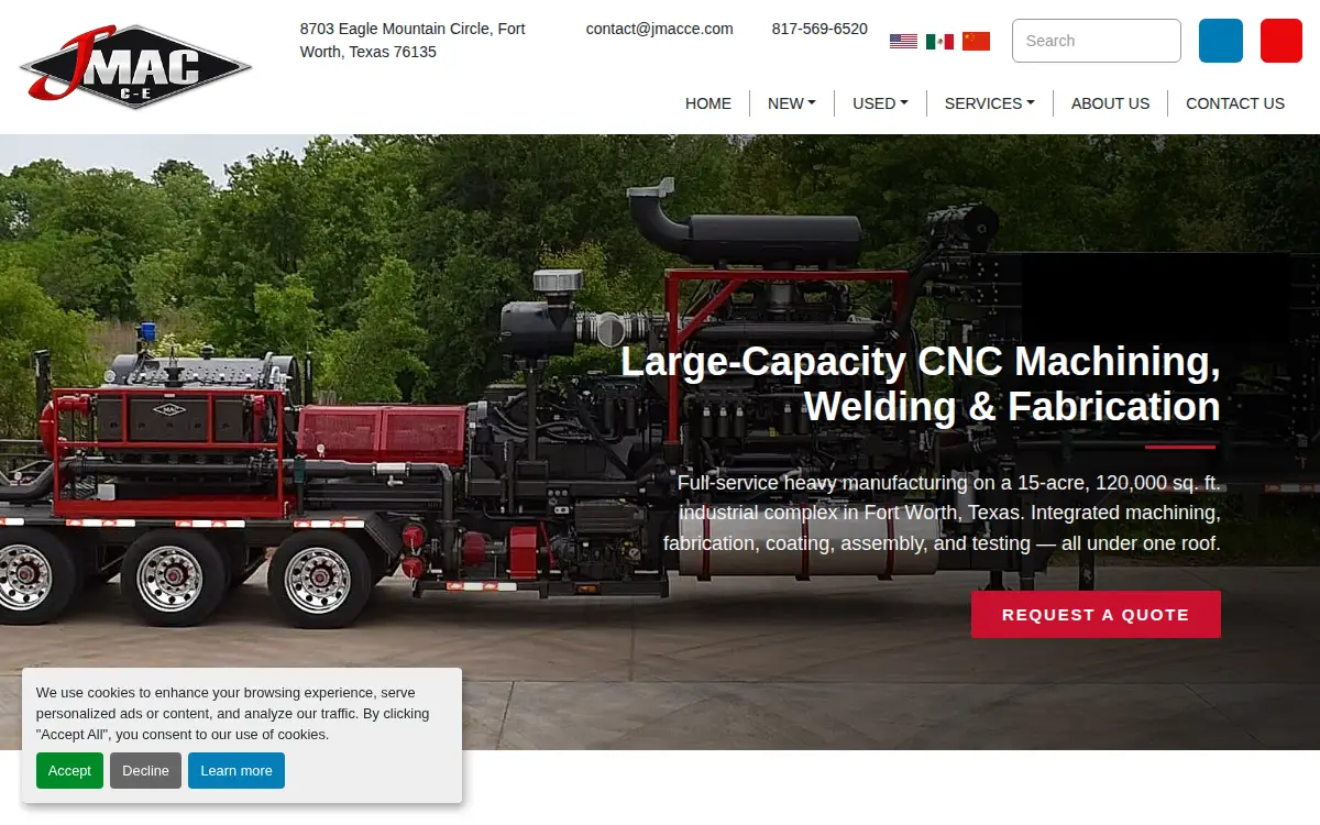 Homepage of J-mac Completion Equipment, LLC