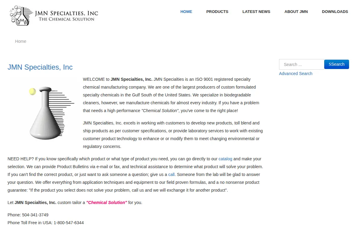 Homepage of Jmn Specialties, INC.