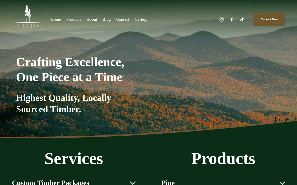 Homepage of Jm Timber LLC