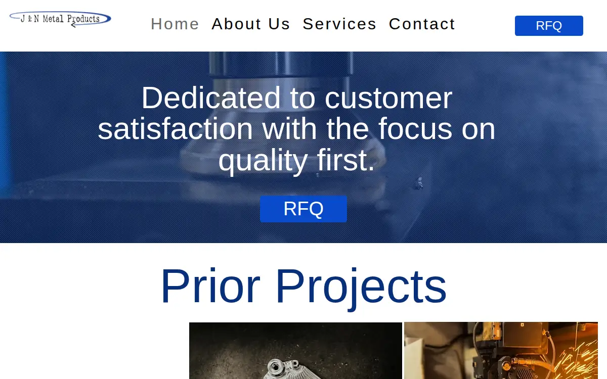 Homepage of J & N Metal Products, LLC