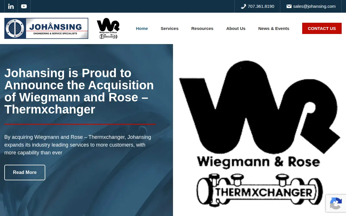 Homepage of Johansing Iron Works, INC.