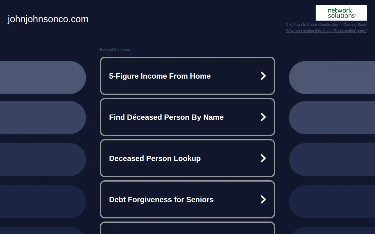 Homepage of John Johnson Company