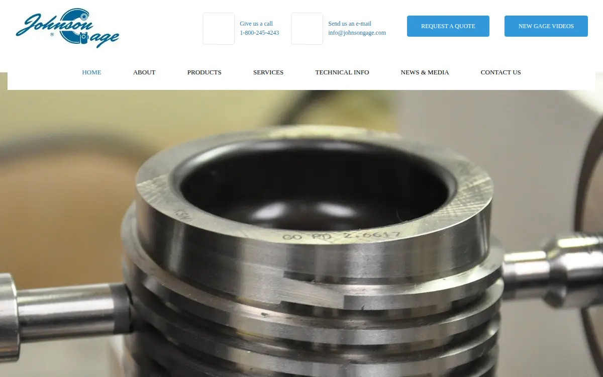 Homepage of Johnson Gage Company the
