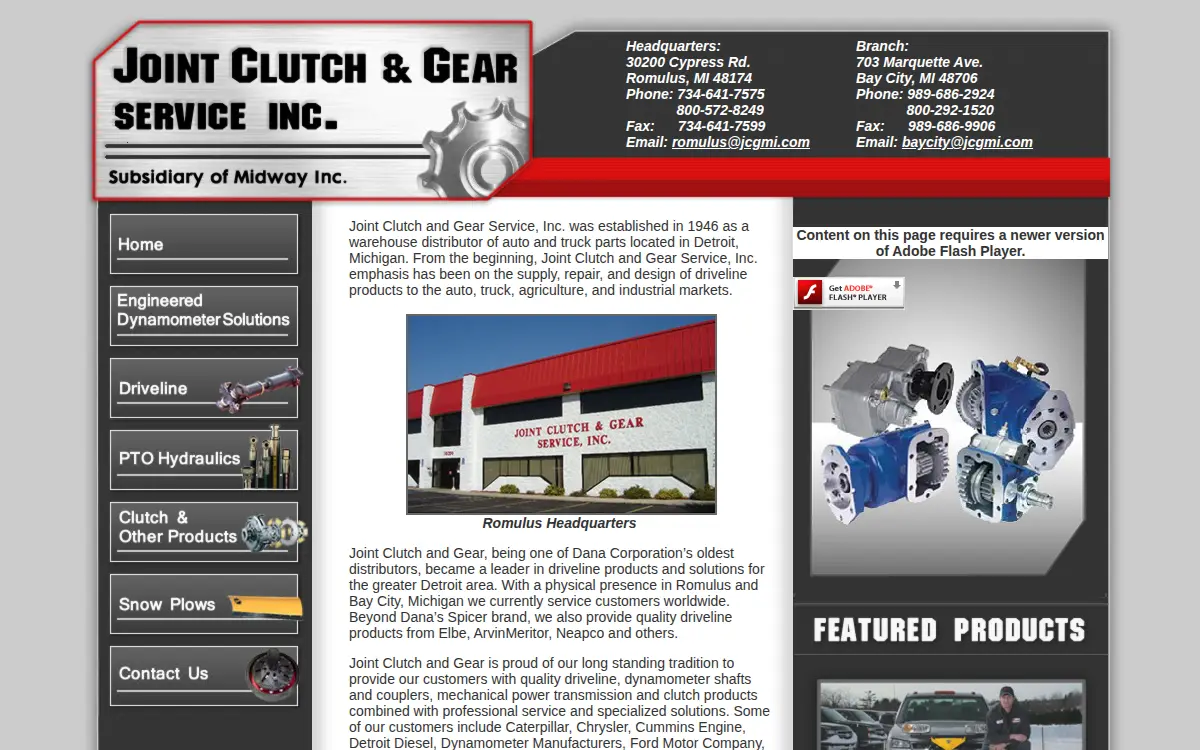 Homepage of Joint, Clutch & Gear Service, INC.