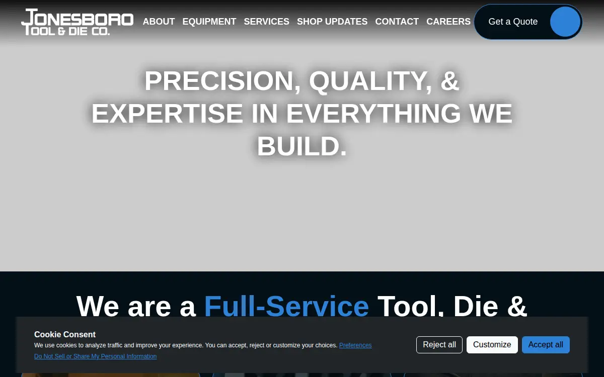 Homepage of Jonesboro Tool & Die Company, INC.