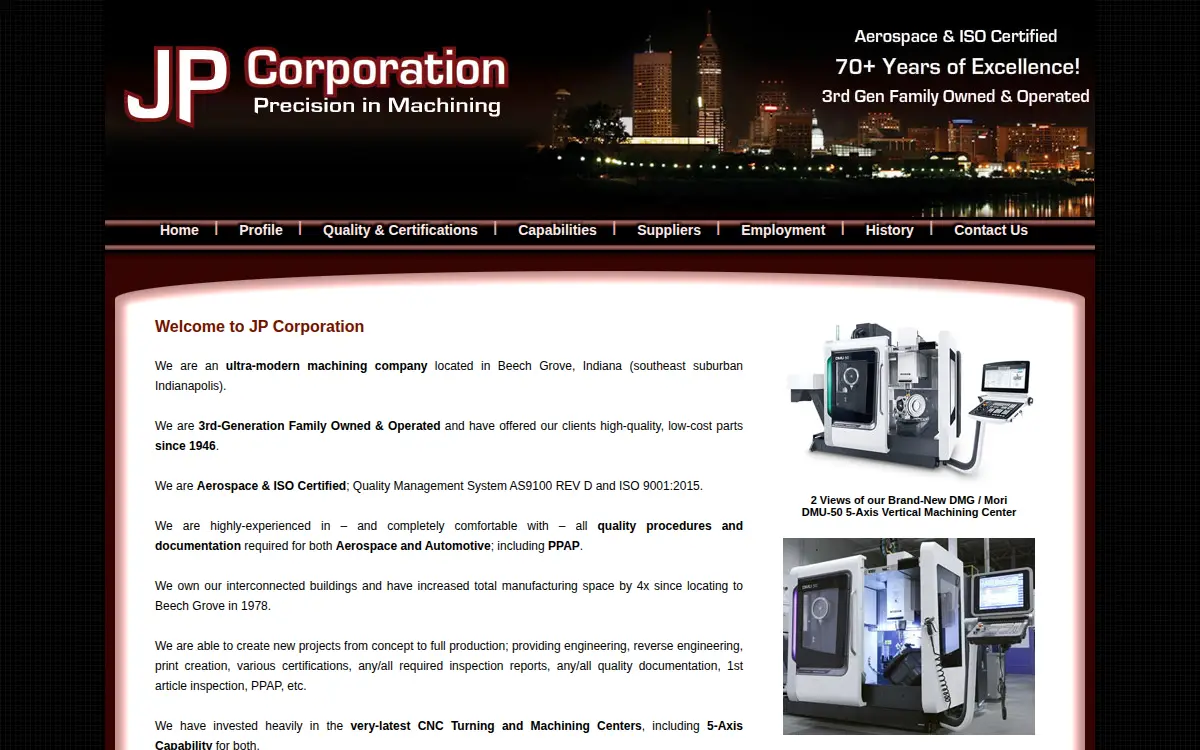 Homepage of J P Corporation