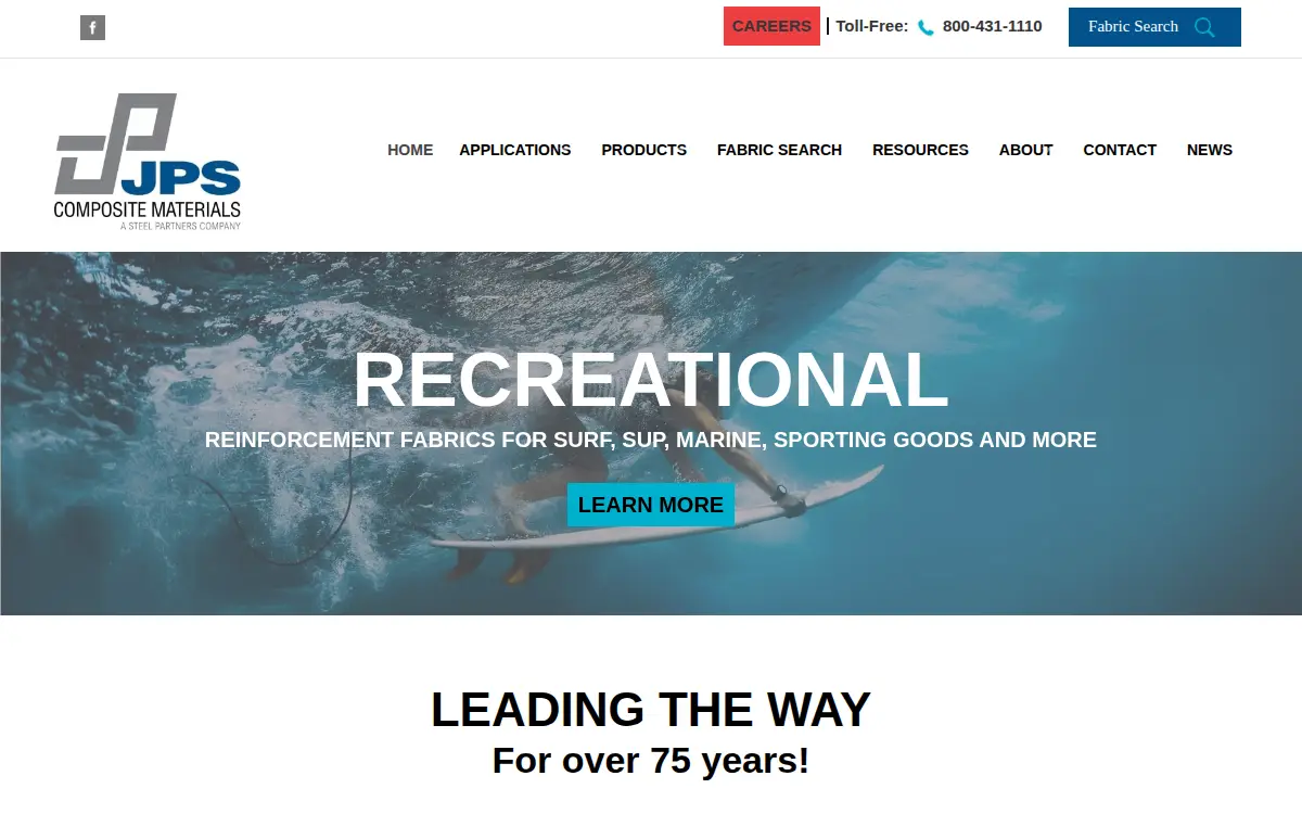 Homepage of Jps Composite Materials, LLC