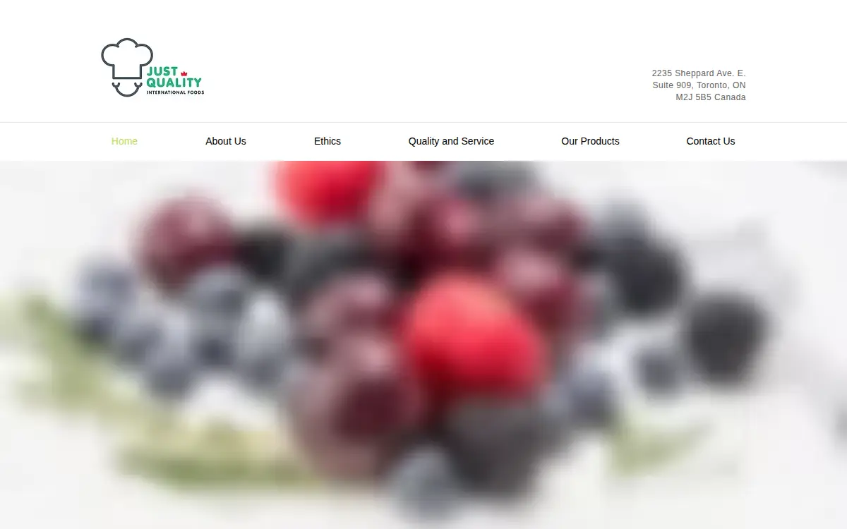 Homepage of Just Quality Ingredients INC
