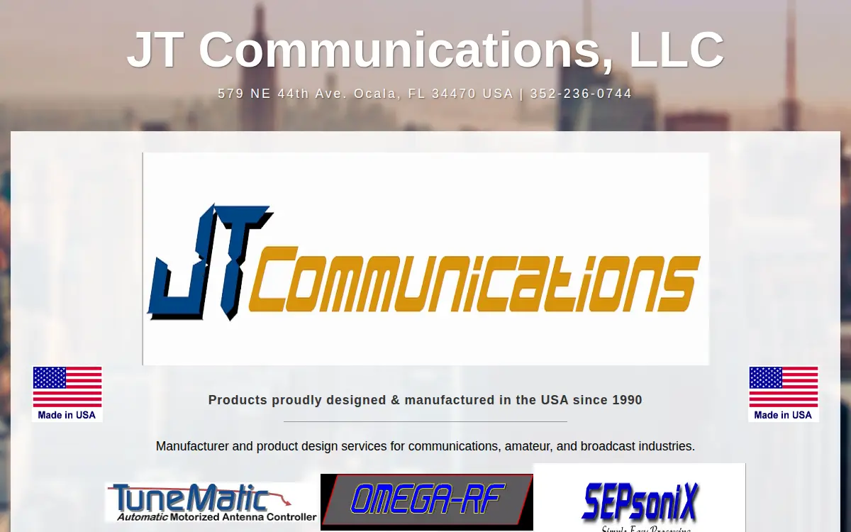 Homepage of Jt Communications, LLC
