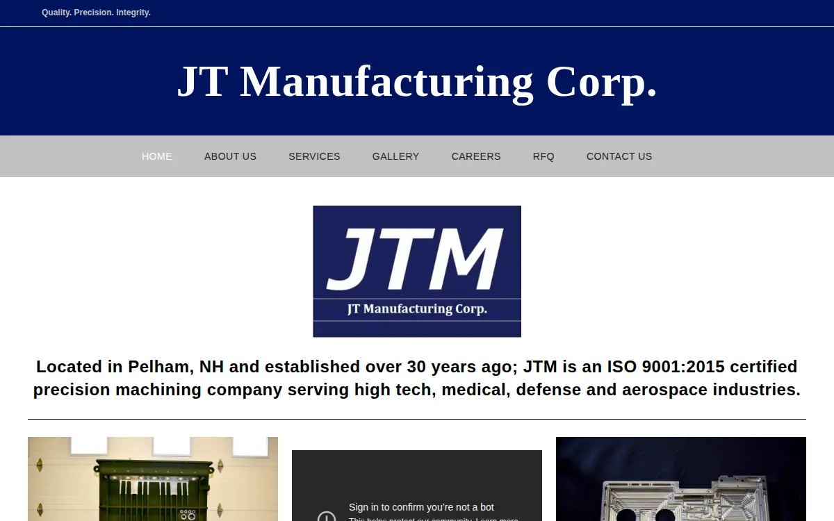 Homepage of J T Manufacturing CORP