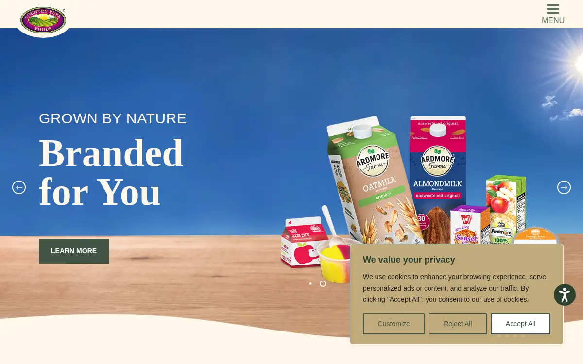 Homepage of Country Pure Foods, INC