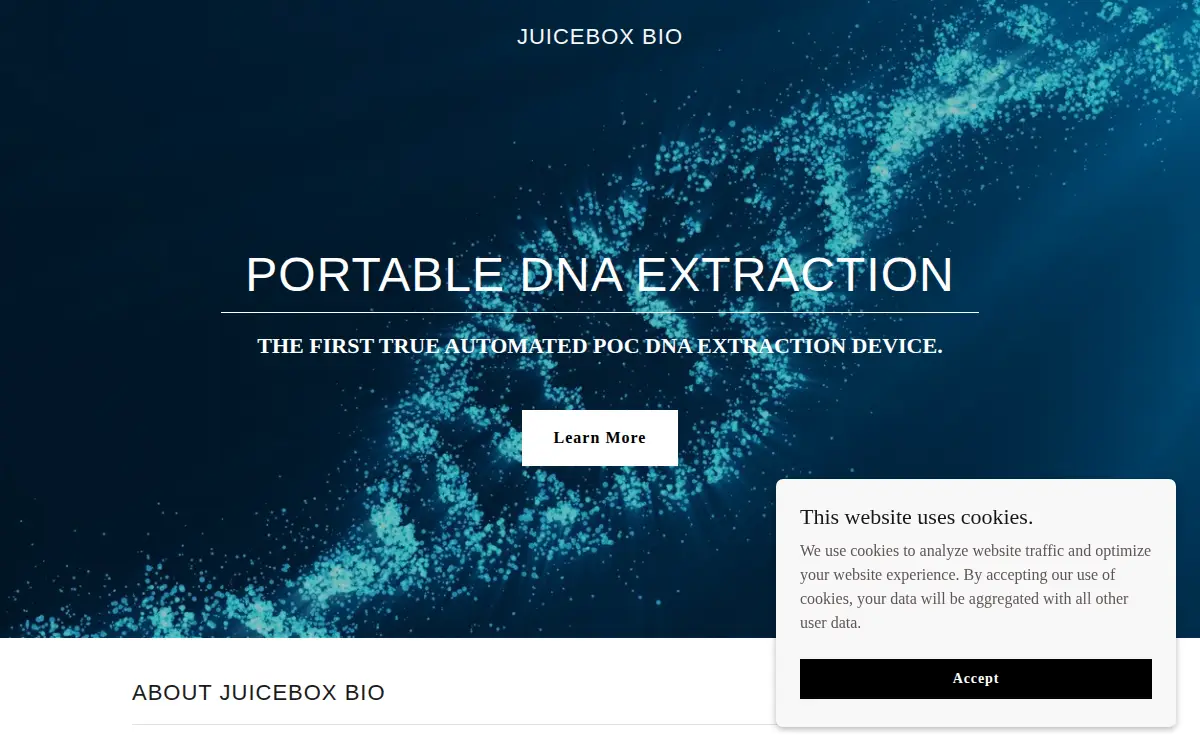 Homepage of Juicebox Bio